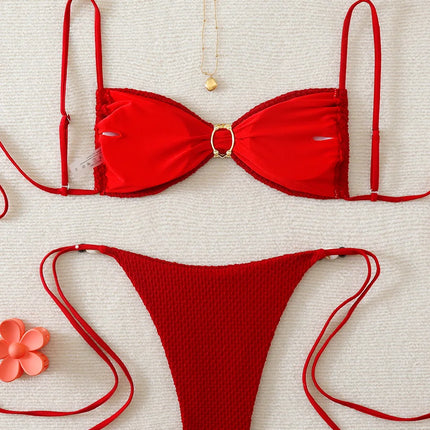 Costume da bagno 2026 sexy da donna, bikini push-up rosso, set micro bikini, costume da bagno estivo da spiaggia femminile