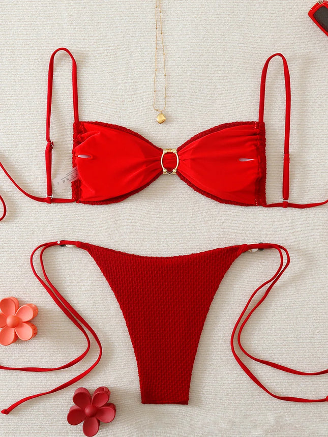 Women's Sexy 2026 Swimsuit, Red Push-up Bikini, Micro Bikini Set, Women's Summer Beach Swimwear