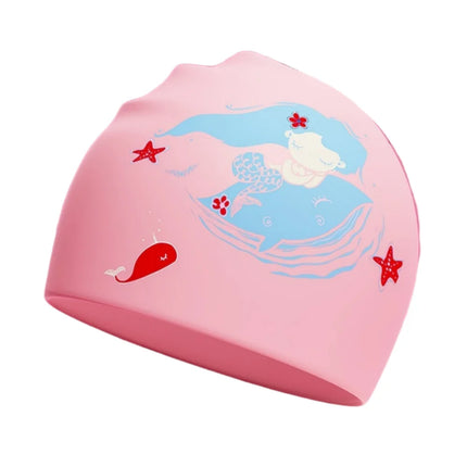 Children's Swim Cap Cute Cartoon Elastic Silicone for Boys and Girls Swimming Equipment Waterproof Swim Cap for Long Hair Ear Protection