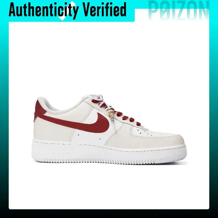 Nike Air Force 1 Prosperity Tianchi Abrasion Resistant Low top Skateboard Shoes Men's Beige Red CW2288-111（Team985-）