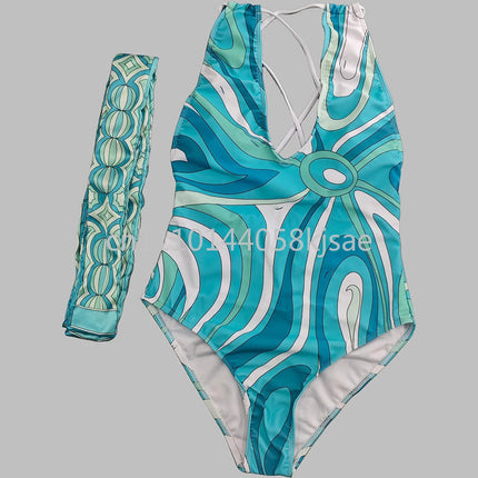 Costumi da bagno di lusso da donna con sciarpa nera e logo firmato, set bikini con fascia per capelli firmata da designer, abbigliamento da spiaggia platinumshop