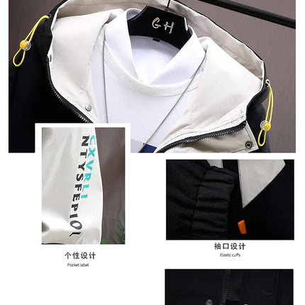 Autumn Casual Men Sets Two Pieces Fashion Korean Trend Hooded Jacket + Pants Spring Baseball Uniform Suit Man Outfit