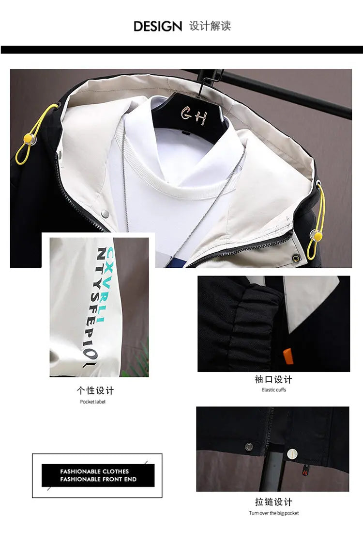 Autumn Casual Men Sets Two Pieces Fashion Korean Trend Hooded Jacket + Pants Spring Baseball Uniform Suit Man Outfit