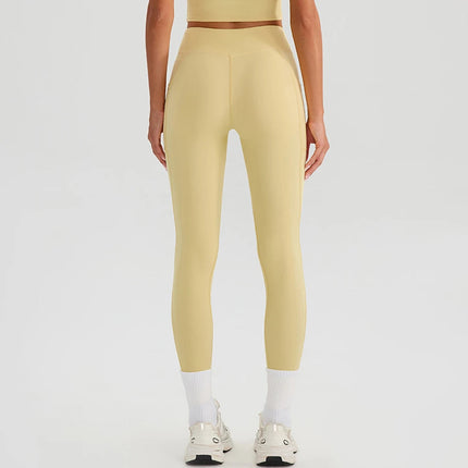 Women Gym Sports Leggings Workout Yoga Pants With Pockets High Waist Tights Fitness Pants Outdoors Running Training Trousers PlatiNum