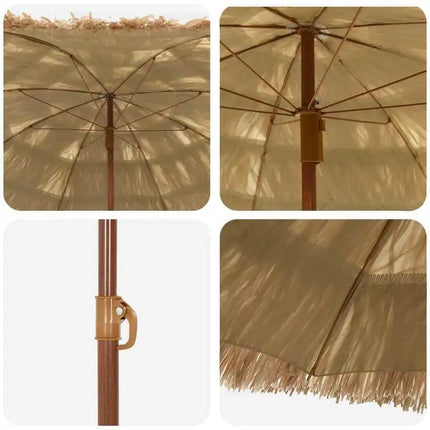 Ombrellone da Spiaggia Naturale 160x160cm, Leggero e Regolabile in Poliestere Anti-UV, Ideale per Giardino e Spiaggia - Stile Tropicale