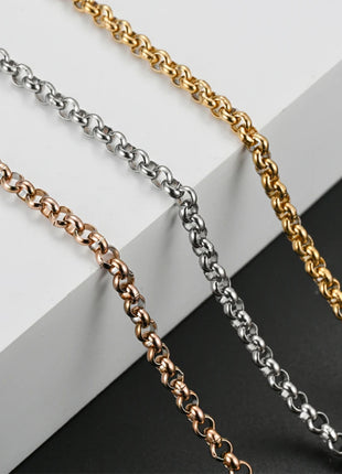 1Pc Width 3mm Stainless Steel Round Pearl Chain Necklace Bracelet Anklet  3 Colors PlatiNum