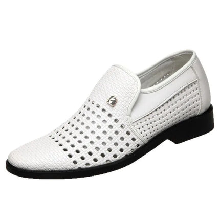 Sandali estivi da uomo in vera pelle morbida, traspiranti, casual, con suola in gomma, punta tonda, tacco basso, slip-on.