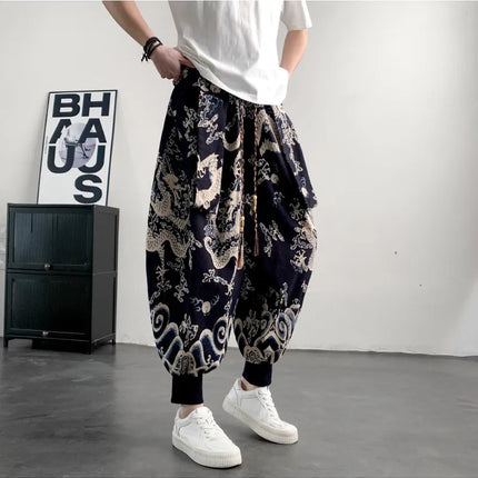 Pantaloni Estivi da Uomo 2026 in Cotone Leggero Sottile Comodi da Spiaggia, Pantaloni Larghi Casual Hip Hop Stampati, Pantaloni Jogger Oversize alla Moda