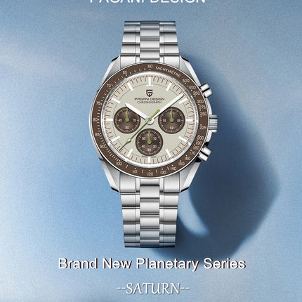 PAGANI DESIGN 2026 Nuovo Orologio da Uomo Moon, Orologio al Quarzo di Lusso per Uomo, Cronografo con Vetro Zaffiro AR, Impermeabile, Movimento VK63, Cinturino in Nylon
