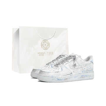 Nike Air Force 1 Kaleidoscope, White Mist, Shopping Bag Abrasion Resistant Low top Skateboard Shoes Unisex White