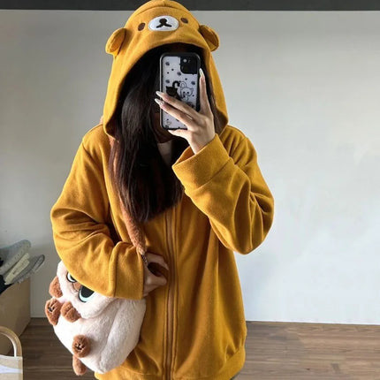 Deeptown Kawaii Duck Hoodies Women Long Sleeve Cute Tops Emo Clothes Korean 2023 Fashion Winter Yellow Casual Pullover Soft Girl