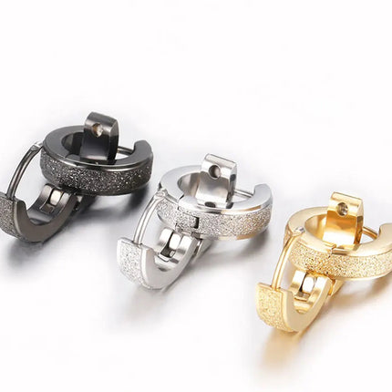 Orecchini a cerchio in acciaio inossidabile con glassa larga 2 pezzi orecchini rotondi neri per donna uomo Punk Vintage Circle Earring Jewelry Statement platinumshop