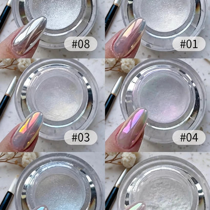 1 Box Moonlight Mirror Nail Powder Silver Fine Glitter Metallic Effect Pigment Gel Polish Chrome Holographic Nail Powder Nail Art Decorations