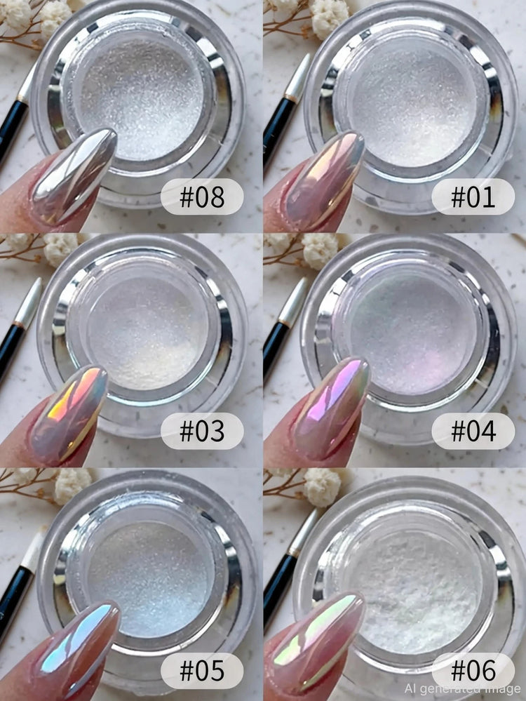 1 Box Moonlight Mirror Nail Powder Silver Fine Glitter Metallic Effect Pigment Gel Polish Chrome Holographic Nail Powder Nail Art Decorations