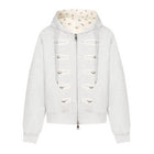 Coquette Zip Up Hoodie Women Decorative Double Row Metal Buttons Floral Print Lined Loose Fit Y2K Casual Streetwear Sweatshirt