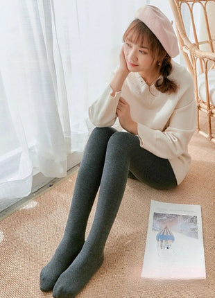 Women's Fall Winter Ribbed Vertical Stripe Thermal Leggings Fleece Thickened  Street Ready Seamless High Waist Thermal Pants PlatiNum