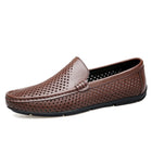 Mocassini da uomo in vera pelle traspirante con suola in gomma, scarpe casual slip-on, mocassini da uomo traforati
