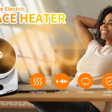 1500W Electric Heater Fan PTC Ceramic Heating Electric Heaters And Air Circulation Fans Fast Heating & Cooling Energy Saving
