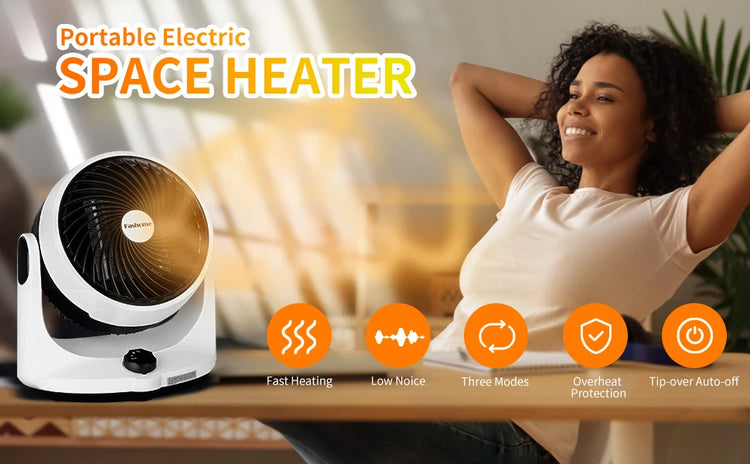 1500W Electric Heater Fan PTC Ceramic Heating Electric Heaters And Air Circulation Fans Fast Heating & Cooling Energy Saving
