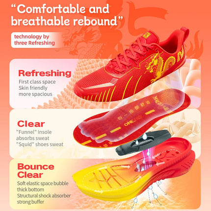 Scarpe da corsa ONEMIX Paraurti rosso riflettente Elite Scarpe sportive con rialzo di altezza per scarpe da ginnastica da passeggio in mesh traspirante per esterni da uomo platinumshop