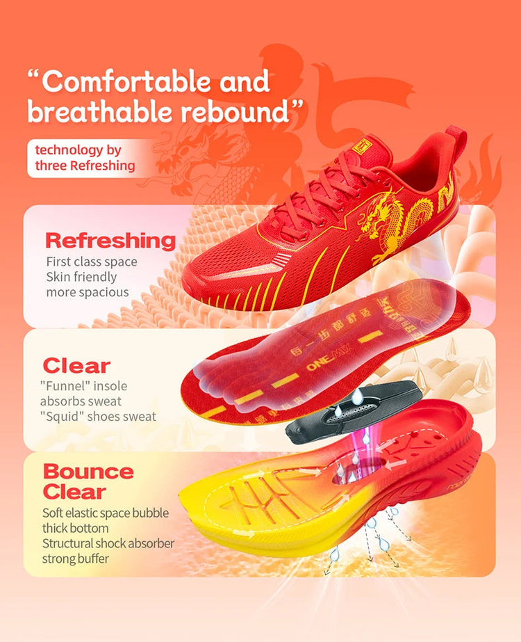 Scarpe da corsa ONEMIX Paraurti rosso riflettente Elite Scarpe sportive con rialzo di altezza per scarpe da ginnastica da passeggio in mesh traspirante per esterni da uomo platinumshop