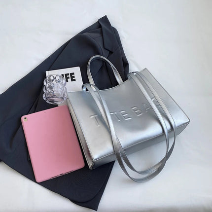 Designer Tote Bag For Women Large Capacity Handbag Portable Brand Briefcase Top Quality Pu Leather Female Shoulder Crossbody Bag PlatiNum