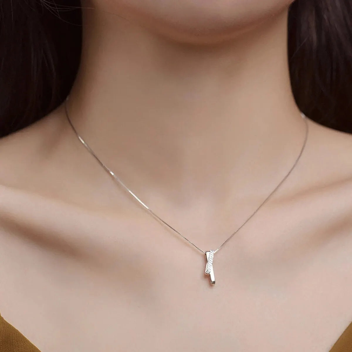 1 pz semplice personalità linee geometriche anello misterioso ad incastro matrimonio festa di compleanno proposta regalo collana catena clavicola