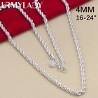 16-24inch for women men Beautiful fashion 925 Sterling Silver charm 4MM Rope Chain Necklace fit pendant high quality jewelry PlatiNum