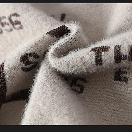 Fashion Letter Sweater For Mens Pullover O-Neck Slim Fit Jumpers Knitwear Warm Winter Korean Style Casual Mens Clothes