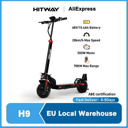 Monopattino elettrico Hitway, omologato per la circolazione stradale (Abee), monopattino elettrico per adulti da 10 pollici, batteria da 15.6ah, motore da 500W