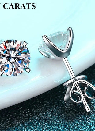 Orecchini a lobo QMSHR con moissanite da 0,5-2 carati, placcati oro giallo 18K, in argento 925, per matrimonio, gioielli da donna e uomo con certificato GRA platinumshop