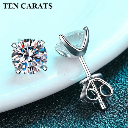 Orecchini a lobo QMSHR con moissanite da 0,5-2 carati, placcati oro giallo 18K, in argento 925, per matrimonio, gioielli da donna e uomo con certificato GRA platinumshop