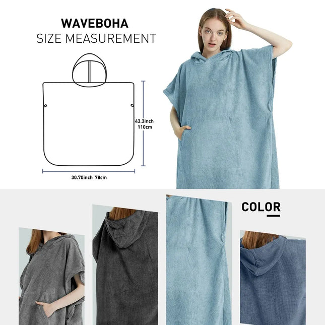 Surf Poncho Towel Quick Dry Hooded Microfiber Beach Robe Changing Poncho Bath Towel Beach Poncho for Adults