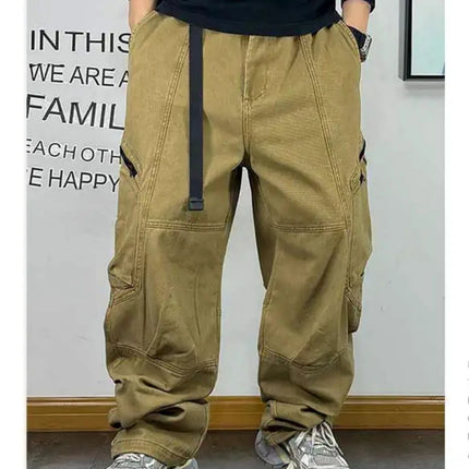 American Streetwear Multi-Pocket Cargo Pants Men High Quality Fashion Baggy Pants Plus Size Black Army Straight-Leg Trousers