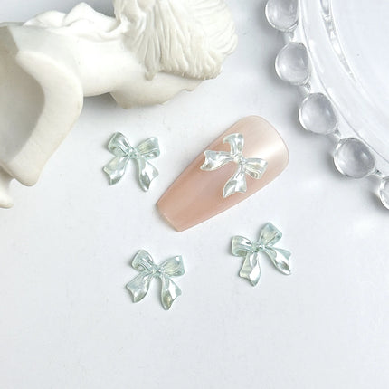 50pcs 3D Sweet Pearly Glossy Ribbon Bow Resin Nail Charms Ballerina Bow Tie Nail Art Decoration Nail Accessories Manicure DIY