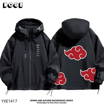Naruto Shippuden anime peripheral two-dimensional men's and women's hooded jackets, couple's jackets, casual and warm jackets