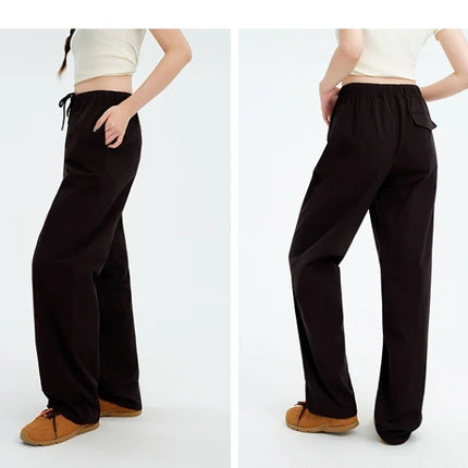 Metersbonwe Women's Cargo Jogger Pants Loose Fit Drawstring Elastic Waist Streetwear Casual Trousers Trendy Tapered Sweatpants