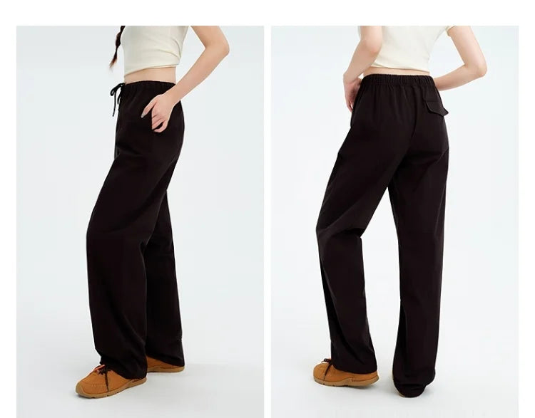 Metersbonwe Women's Cargo Jogger Pants Loose Fit Drawstring Elastic Waist Streetwear Casual Trousers Trendy Tapered Sweatpants