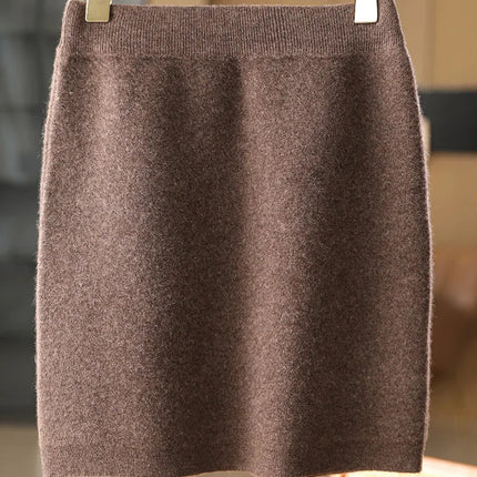 TLOML Autumn Winter New Chic Women's 100% Merino Wool Mini Skirt Preppy Style Cashmere Knitted Skirt Soft Warm Basics Mini Skirt PlatiNum