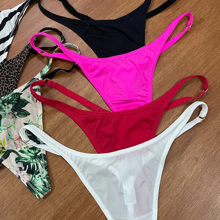 Ice Slik Low Waist Girls G String Leopard Flower Women Panties Sexy Briefs Thong T-back Underwear Female Lingerie Size S-XL