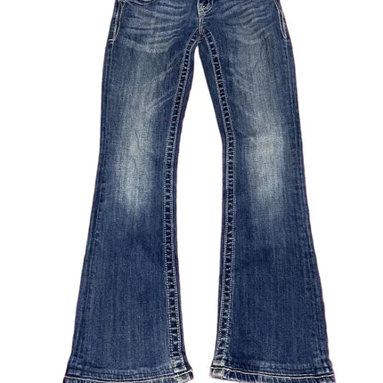 Jeans Boot Cut Retrò Miss Me da Donna, Nuovi Jeans Blu Y2K con Tasche Ricamate, Stile Hip Hop Harajuku Gotico, Pantaloni Larghi Streetwear