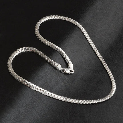 Collana in argento sterling 925 con catena laterale da 5 mm da 16/18/20/22/24 pollici per donna uomo gioielli di fidanzamento di nozze di moda PlatiNum