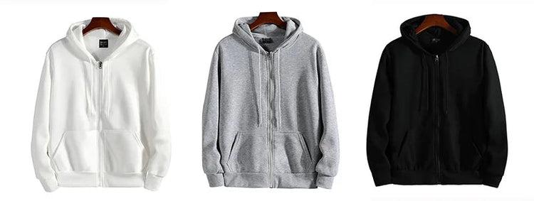 Zipper Hoodies Autumn Winter Men's New Long Sleeve Hooded Sweatshirt Fashion Casual Male Outfit Sportwear Loose Fit Clothes PlatiNum