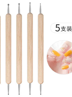 Dual End Wooden Dotting Pen Marble Nail Art Tool Set Manicure Painting Kit 5PCS DIY Nail Design