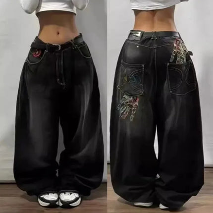 Streetwear Vintage New Fashion Jeans larghi con stampa oversize Donna Y2K Harajuku Gotico Hip Hop Pantaloni casual a vita alta popolari
