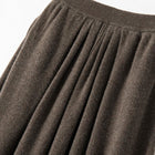 Women's Cashmere Umbrella Skirts Autumn Winter Basic Office Lady Classics 100% Cashmere Knitted A-Line High Waist Pockets Dress PlatiNum