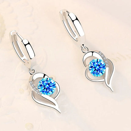 925 Sterling Silver New Woman Fashion Jewelry High Quality Blue Pink White Purple Crystal Zircon Hot Selling Earrings PlatiNum