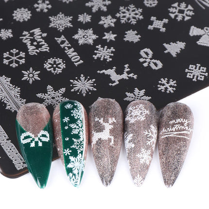 1 PC Nail Stamping Plates Christmas French Xmas Steel Printing Stencil Snowflakes Nail Stamp Templates Nail Art Manicure Tools