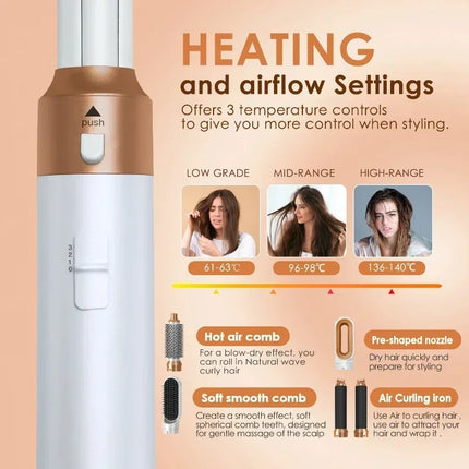 5 in 1 Hair Dryer Hot Comb Set Professional Curling Iron Hair Straightener Styling Tool For Professional Hair Dryer Household