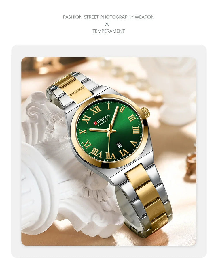 CURREN Orologio da donna, Orologi da donna, Orologi da donna, Abito alla moda impermeabile Bracciale in acciaio inossidabile Orologi analogici Data platinumshop